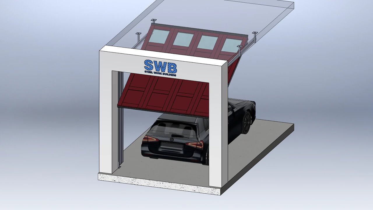Portão Basculante Automático de Garagem com Painéis de Madeira e Vidros #portão #portail #gate