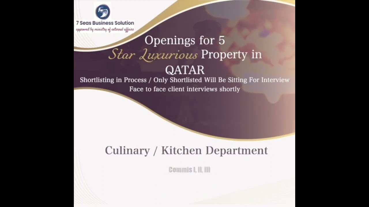 Jobs In Qatar Luxury Hotels #abroadjobs #gulfjobs #hospitality #qatarjobs #jobsabroad