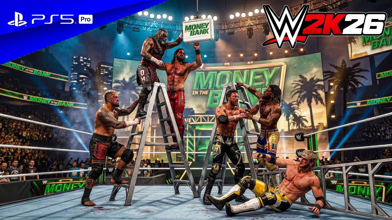 WWE 2K26 - 6-Man Money in the Bank Ladder Match Gameplay | PS5™ Pro [4K60]