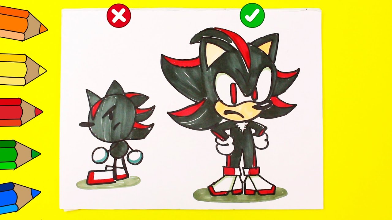 ⭐🔴 Coloring and Drawing SONIC  CHARACTER ( SHADOW )👉  How to Draw SONIC ⭐Coloring pages