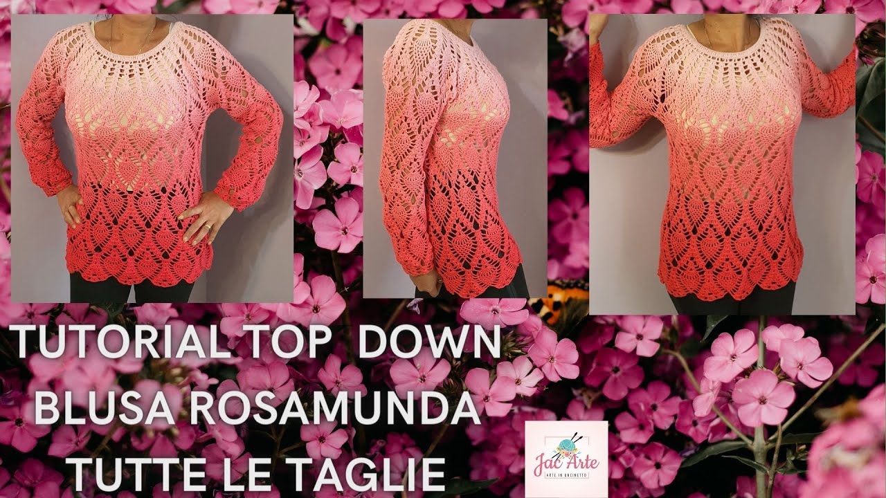 🍓TUTORIAL TOP DOWN BLUSA  FRAGOLA TUTTE TAGLIE 🍓