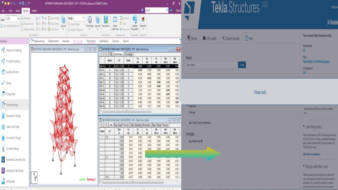 How to export model from STAAD.PRO  TO TEKLA STRUCTURE