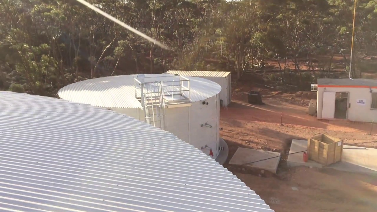 Mining camp wastewater treatment tanks