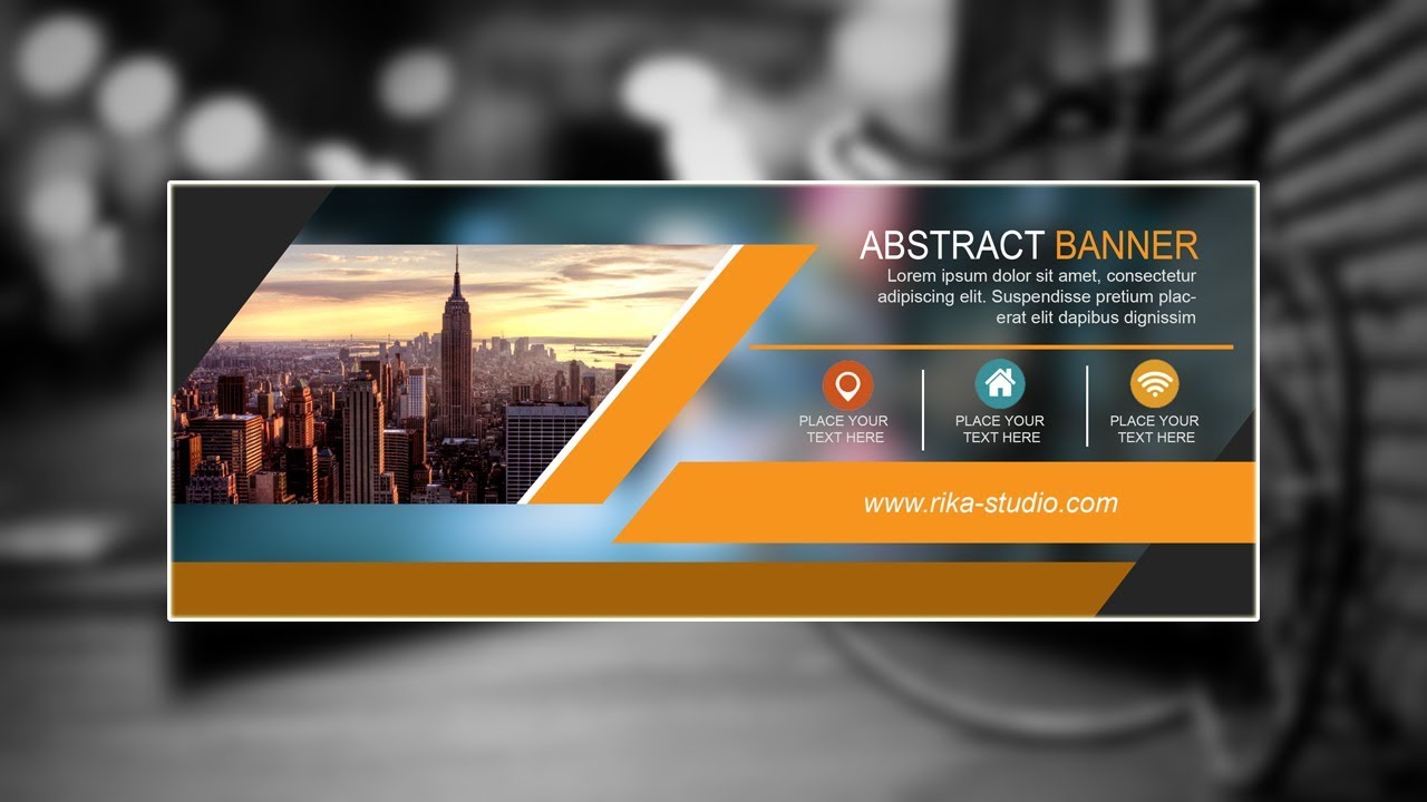 Begini Cara membuat Banner di photoshop | Abstract Banner Design