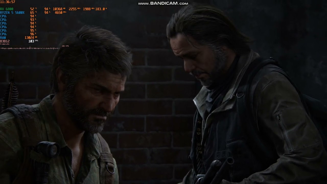 The last of us pt 1 R5 5600X RX6800 high and ultra settings