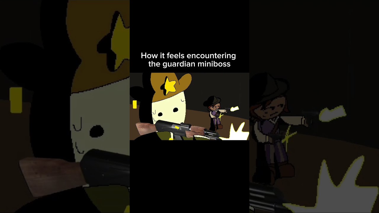 Fighting the guardian miniboss 