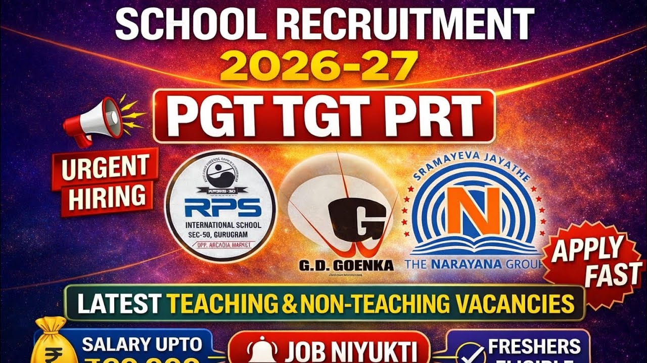 🔥 Latest School Jobs 2026 | PGT ₹65K, TGT ₹45K, PRT ₹30K | Teaching & Non-Teaching Vacancies | Apply