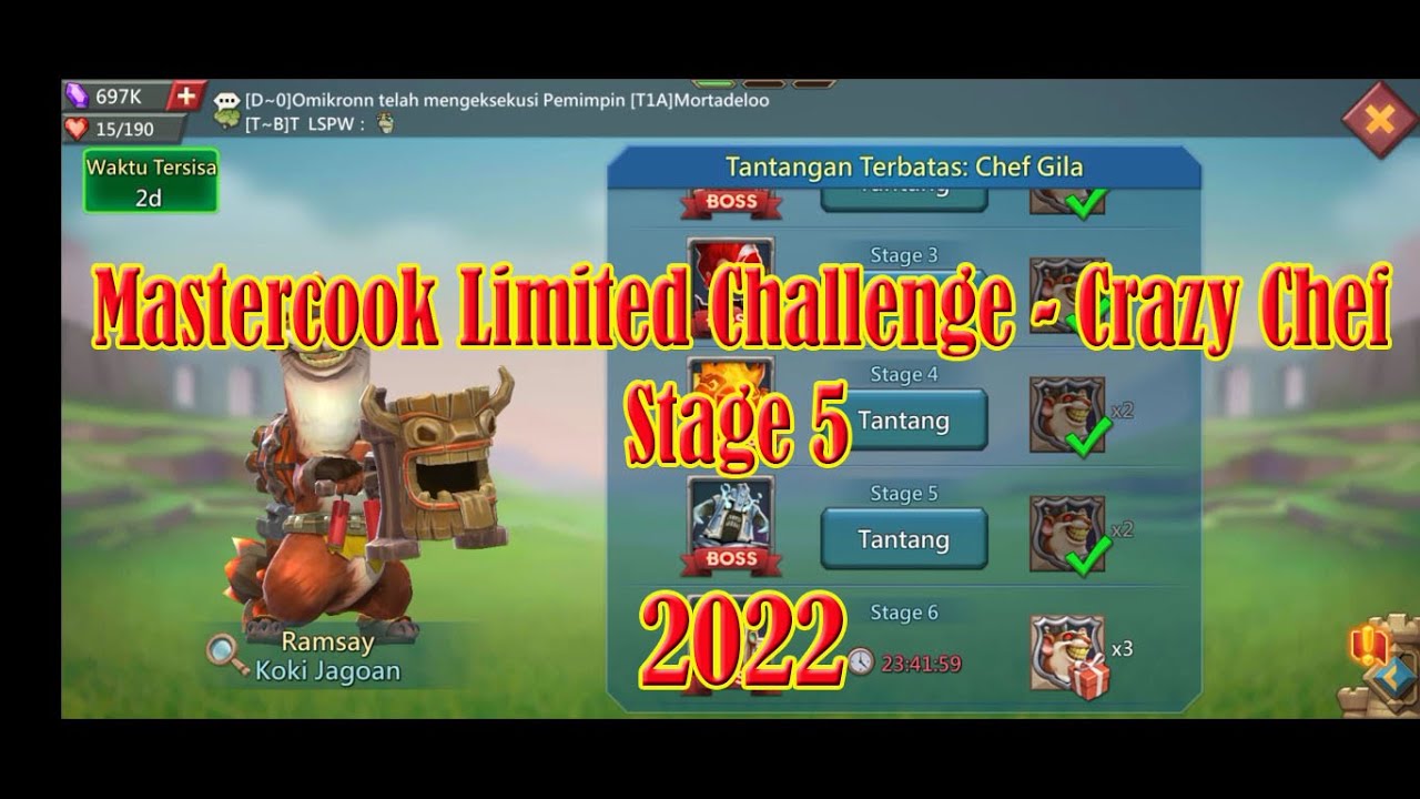 Mastercook Limited Challenge Stage 5 - Crazy Chef 2022 - Lords Mobile
