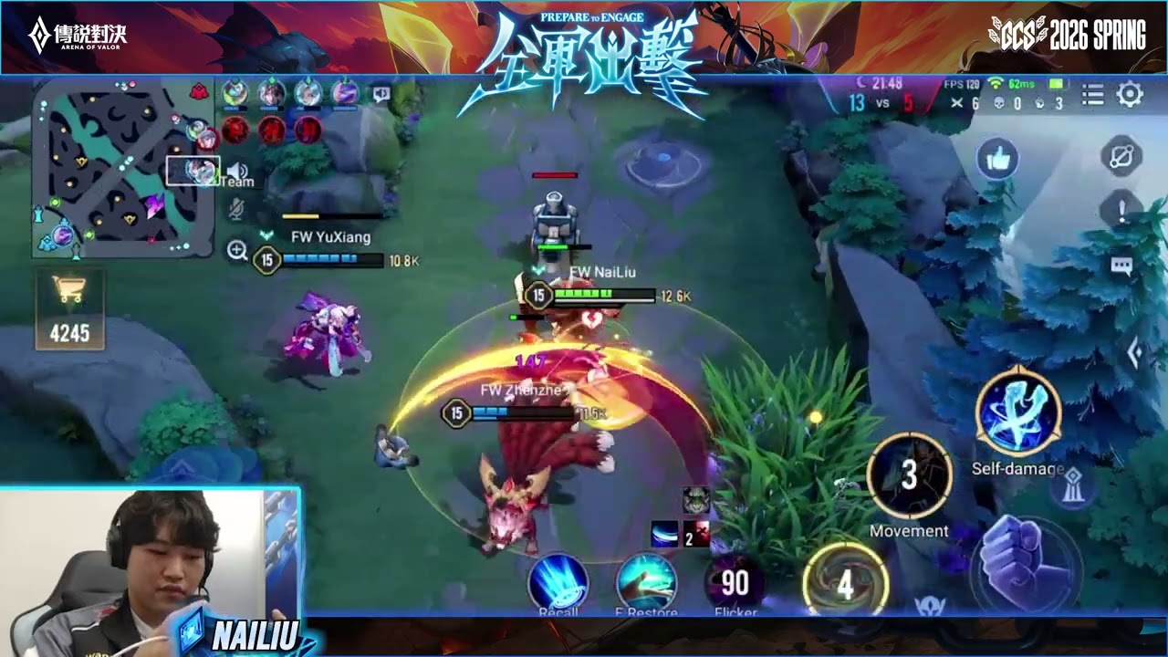 【選手視角】▎逆境看綠神！FW NAILIU 亞洲綠哥頂級操作，Gary看完直接拍手叫好！🔥《Garena 傳說對決》
