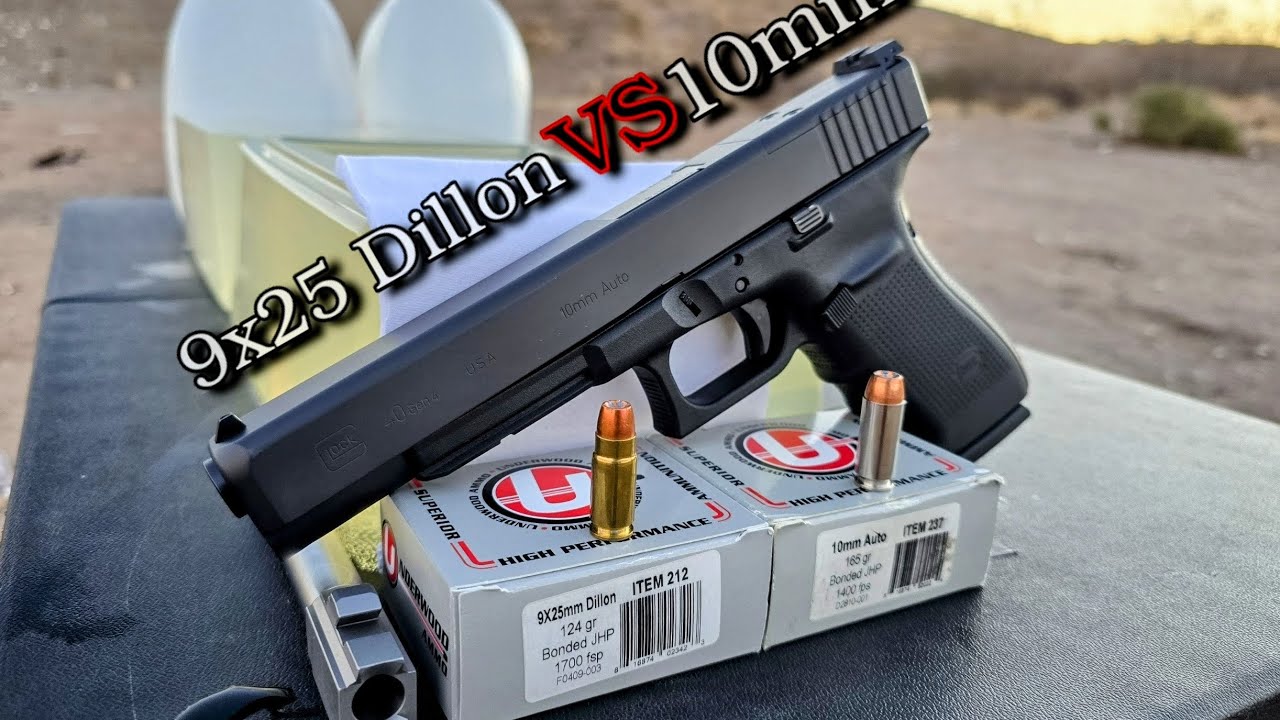 Тест на баллистический гель 9x25 мм Dillon против 10 мм (Gold Dot)