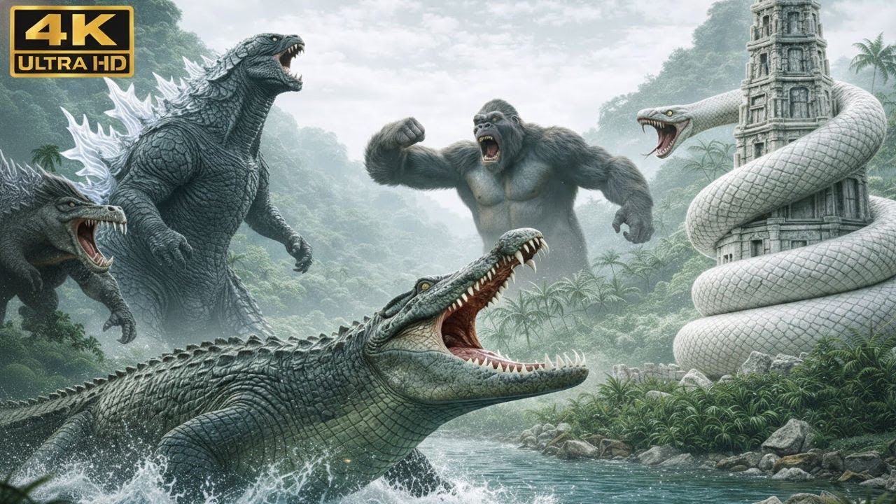 Kong vs Godzilla vs Monster Snake MONSTER BATTLE ROYALE  #godzilla #monsterverse #kong #crocodile