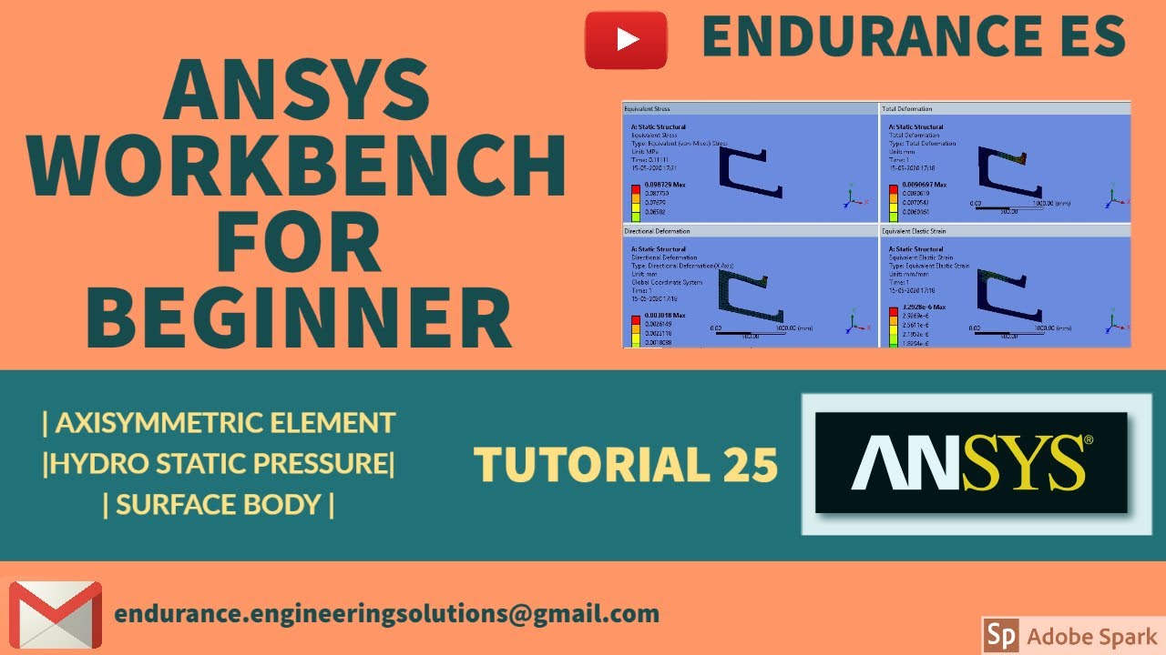 Анализ осесимметрии в ANSYS | Гидростатическое давление | Двумерный элемент | Поверхностное тело ...