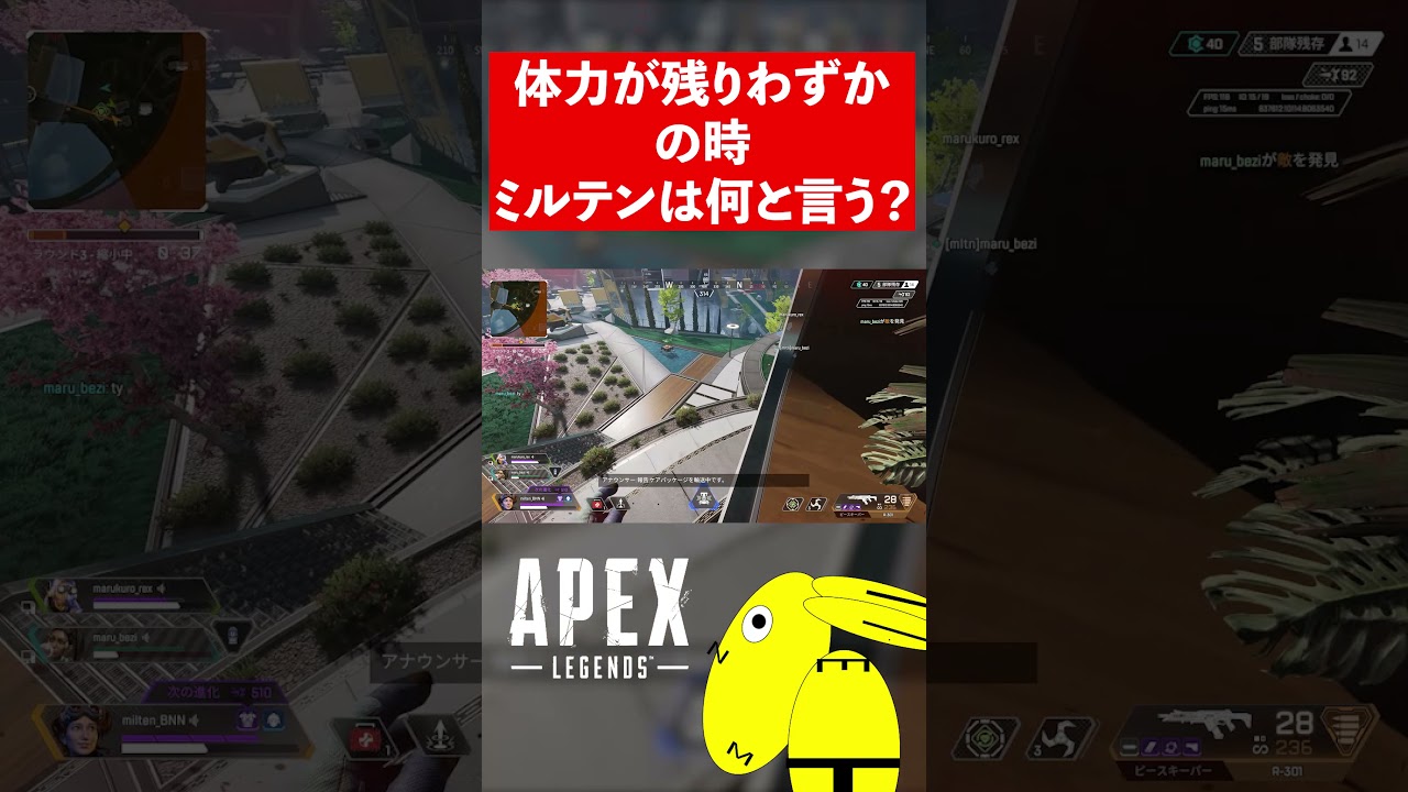 体力が残り僅かの時ミルテンは何と言う？#shorts【エーペックスレジェンズ/ApexLegends】