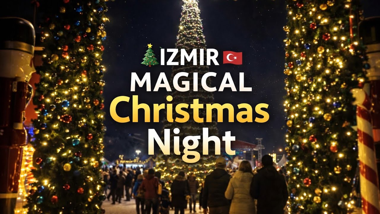İzmir Christmas Night Walk 4K 🎄✨ | Festive Lights & City Vibes