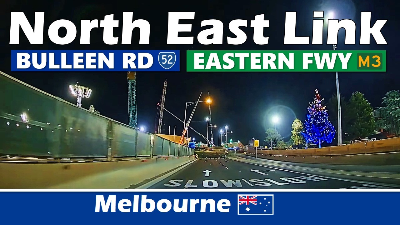North East Link night works | Bulleen Rd & Eastern Fwy | Melbourne, Victoria, Australia