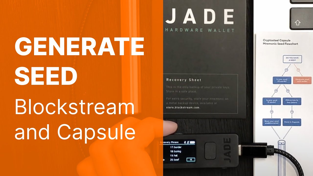 How to Generate a Recovery Seed Phrase with a Blockstream Jade Wallet