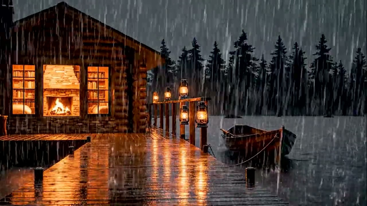 Sleep Instantly to a Lake Storm ⛈️ 7 Hours of Heavy Rain & Soft Thunder (No Music)