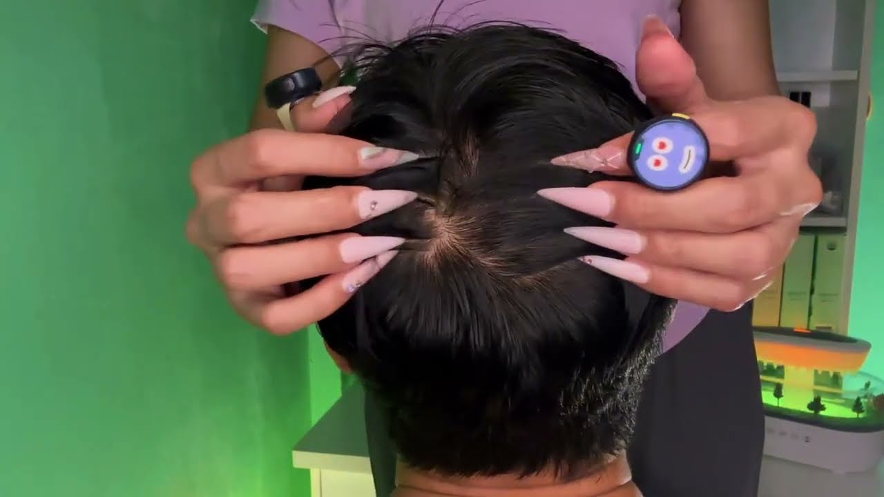 A gentle head massage with hands with long, beautiful nails is so relaxing​ | Relaxing Sleeping84