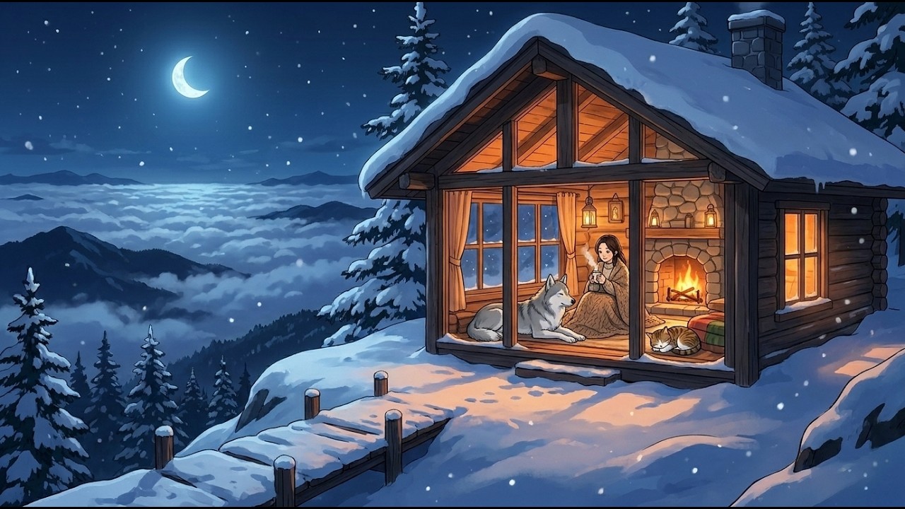 Cozy Snowstorm Cabin ❄️🔥🏔️ Lost Fawn Rescue & Butter Corn | Ghibli-Style ASMR