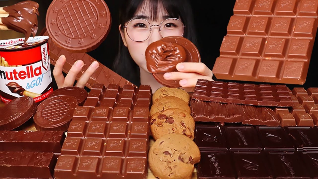 ASMR 식감좋은 판 초콜릿 먹방🍫리터스포트 휘테커스 누텔라 초코디저트 리얼사운드 NUTELLA CHOCOLATE MUKBANG EATING SOUNDS