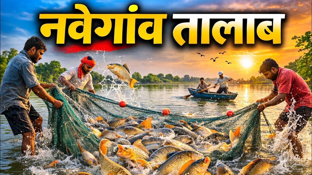 🐟आज तालाब में जाल डालकर मछली पकड़ाई | आधा तालाब घेरते ही निकली ढेर सारी मछलियाँ