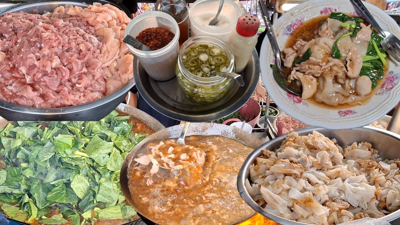 ราดหน้าคนรุมร้านจั๊วราดหน้าตลาดหน้าองค์พระปฐมเจดีย์