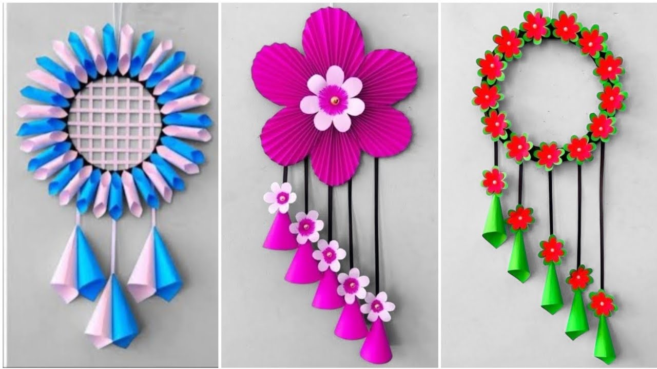 3 Easy and Quick Paper Wall Hanging Ideas / A4 sheet Wall decor / Cardboard  Reuse /Room Decor DIY