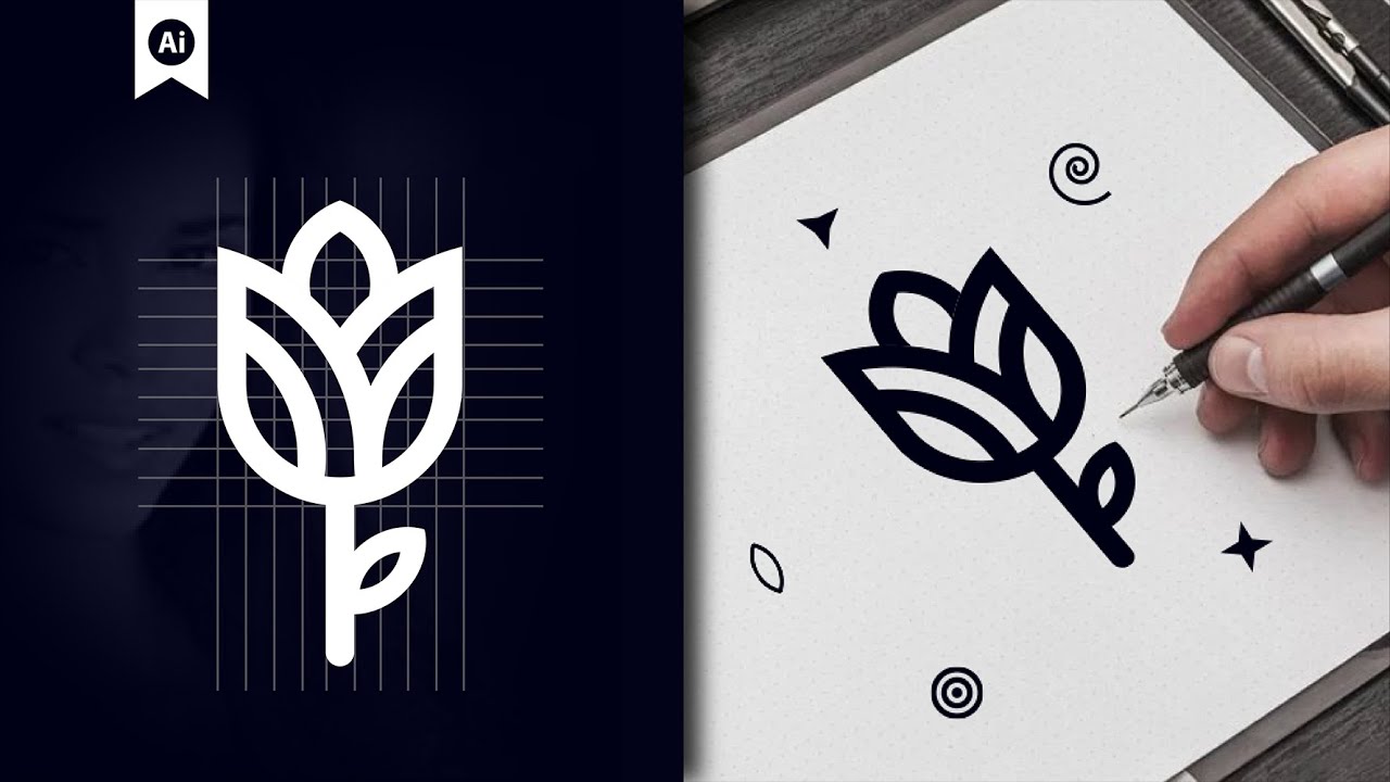 How to Art a Flower in Illustrator Tutorial \\ Flower logo design illustrator