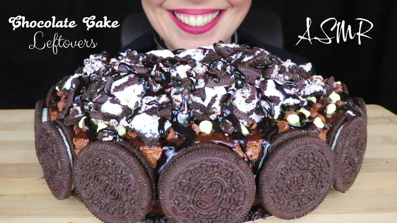 ASMR: CHOCOLATE CAKE LEFTOVERS WITH OREO COOKIES & CREAM 🎂 | No Talking Mukbang | Real Eating Sounds
