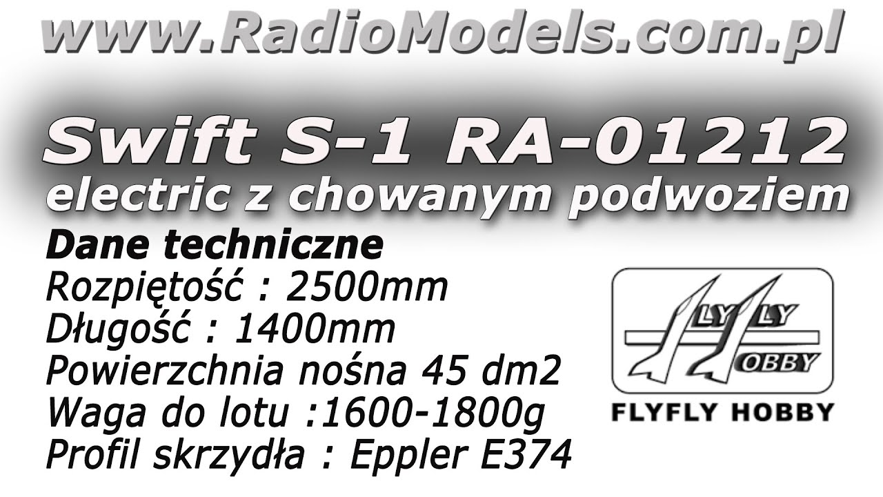 Swift S-1 RA-01212 electric z chowanym podwoziem FlyFly hobby RADIOMODELS IN-BOX