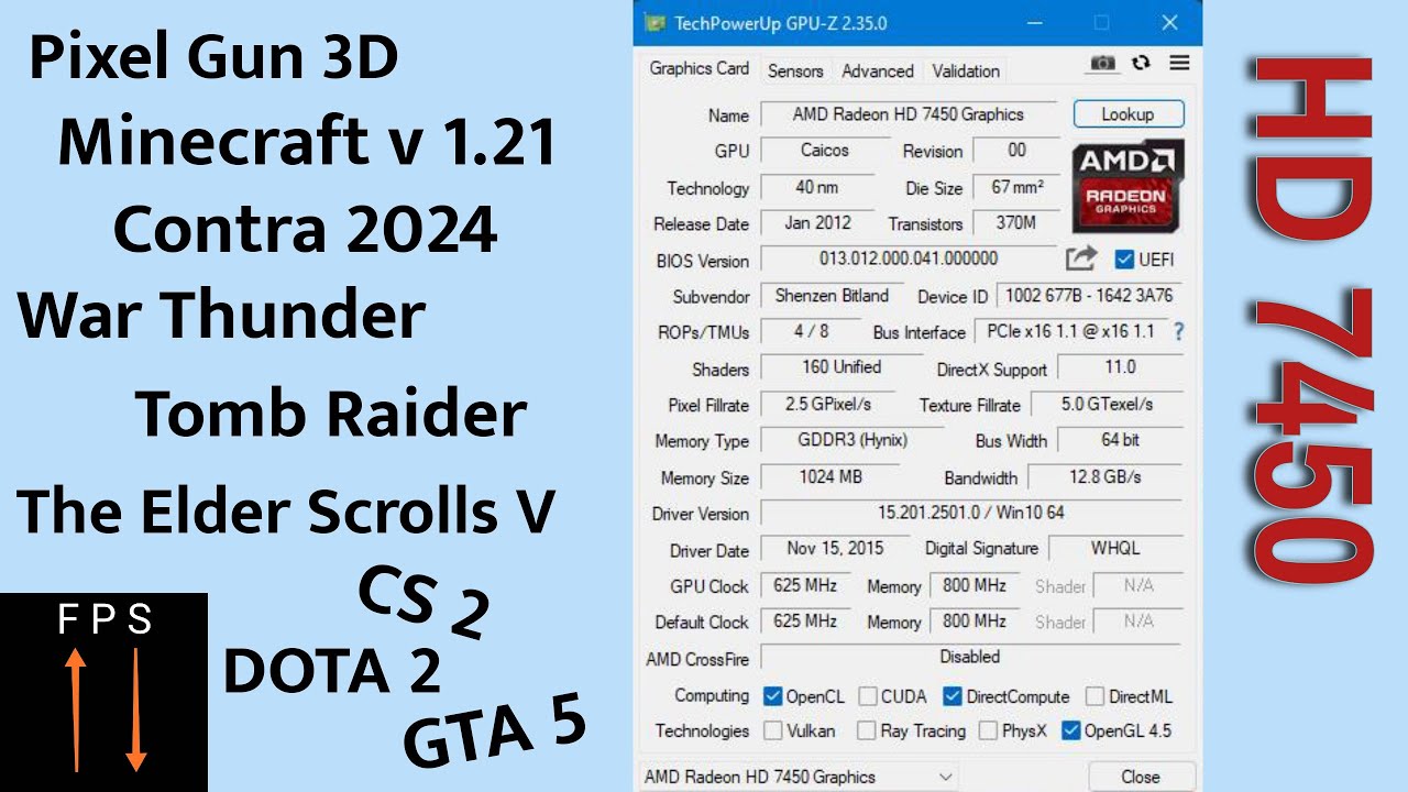 HD 7450 OEM офисная видеокарта для игр? 🧐 fps