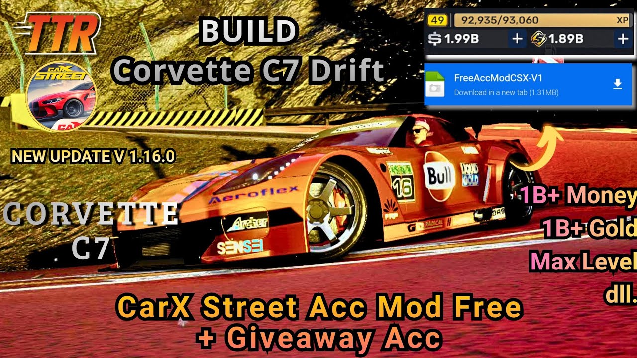 NEW FREE ACCOUNT CARX STREET!!  VERSION 1.16.0 GAMEPLAY - MOD UNLIMITED MONEY GOLD UPDATE 2026 | CC7