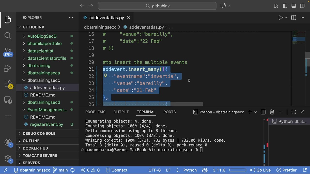 Create dynamic website using MongoDB Atlas in python flask.