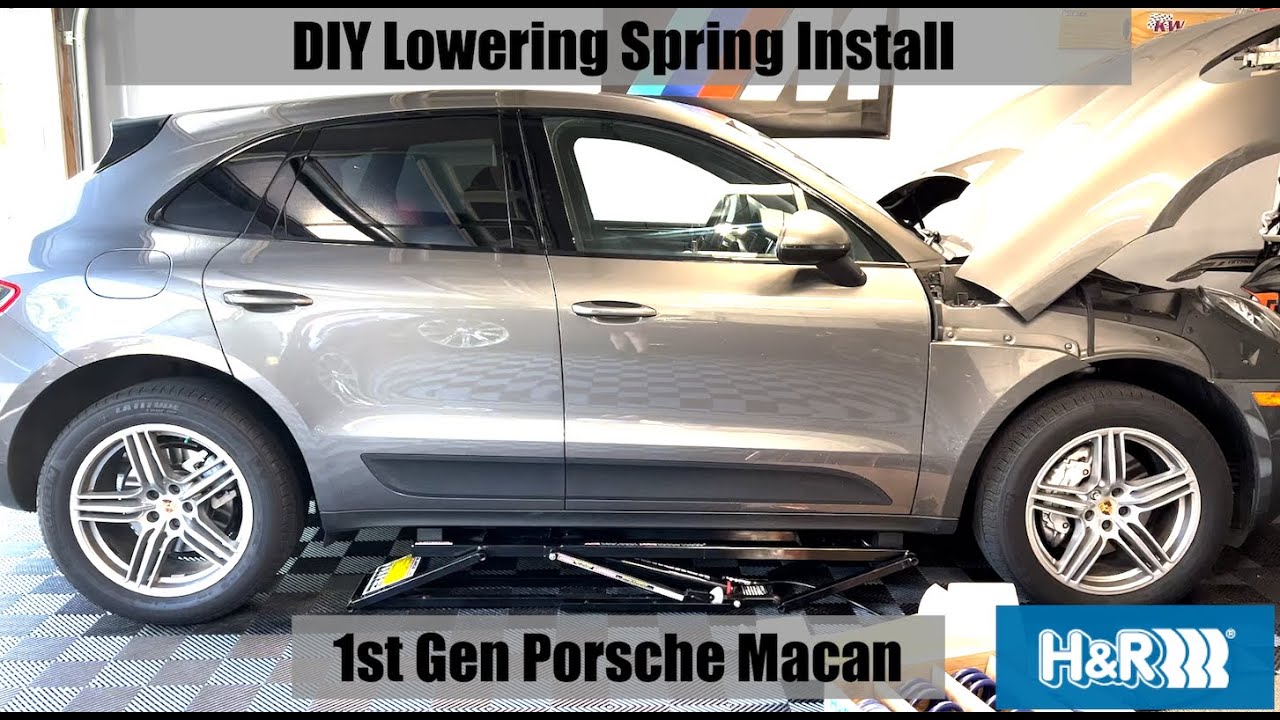 Установка пружины для занижения подвески Porsche Macan (1-го поколения) своими руками