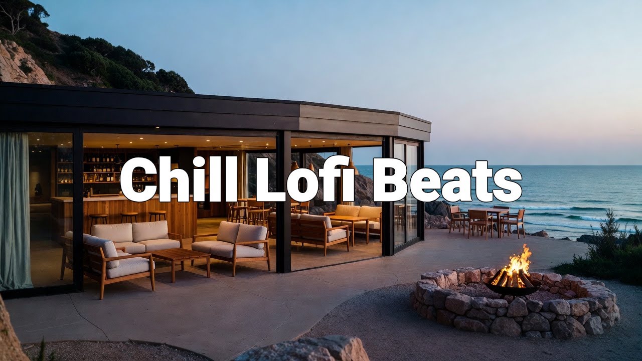 🌊 Breathtaking Ocean View Cafe Window Seat | Relaxing Vibes, Travel BGM | ☕ Lofi Cafe Music