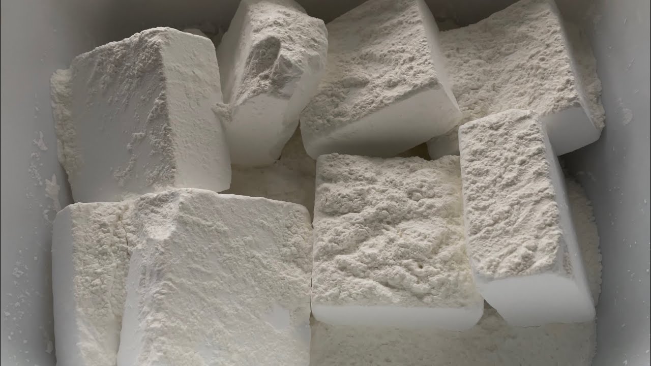 ASMR | 8 Blocks of SPRI Gym Chalk Covered in Baby Powder | Soft & Crunchy