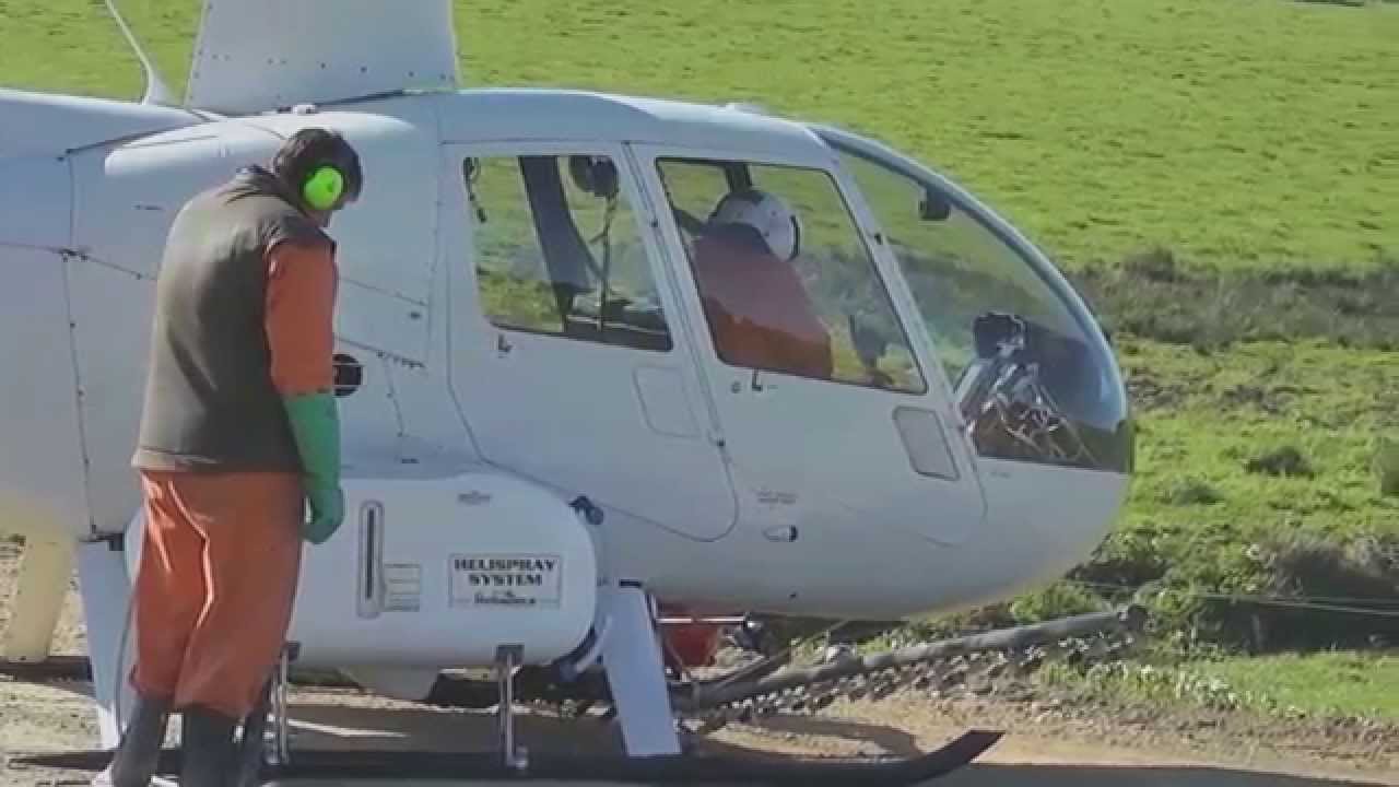 Robinson R44 Helicopter, Chemical Pasture Spraying In New Zealand.