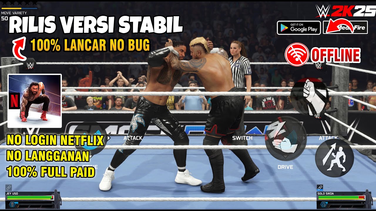 Versi Stabil!! Game WWE 2K25 MOBILE : Netflix Edition For Android (Offline) Fix 100% Lancar No Bug