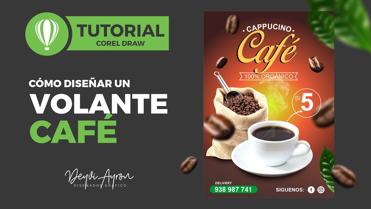 🔴Como hacer un VOLANTE CAFE en CorelDraw 🦄paso a paso🚀+ Link de descarga