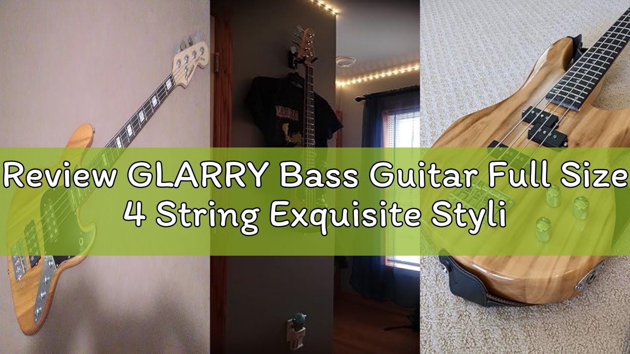 Review GLARRY Bass Guitar Full Size 4 String Exquisite Stylish Bass with Guitar Bag Power Line and W