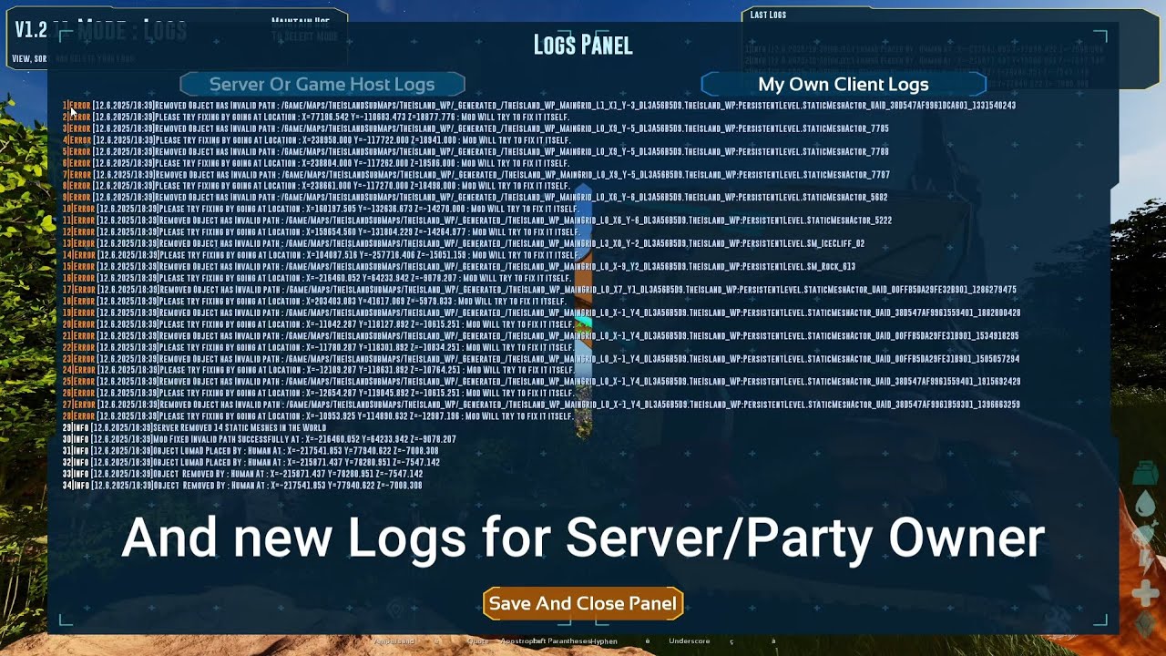 [Mod Showcase] World Builder Server Logs + Auto Fix (V1.2.11)