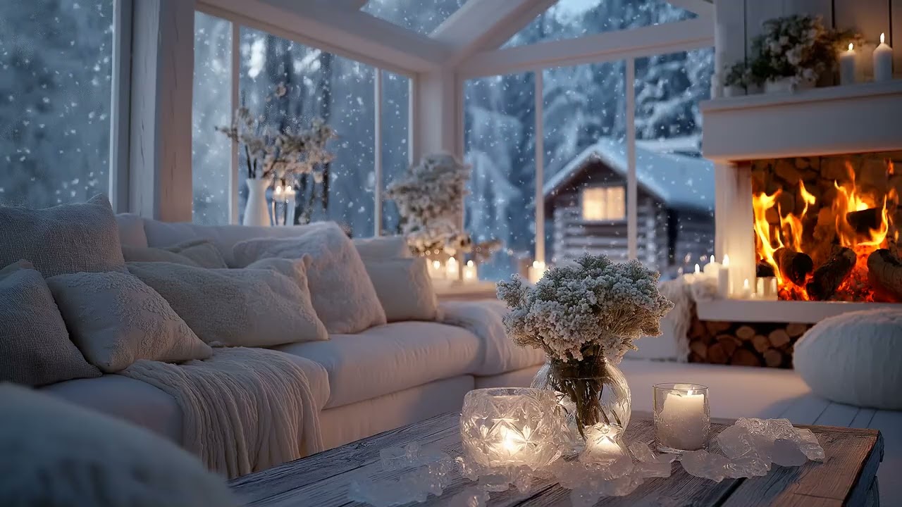 🎼 Quiet Winter Room Piano | 5 Hours Soft Piano & Snowy Day Atmosphere | Relax Sleep Meditation Study