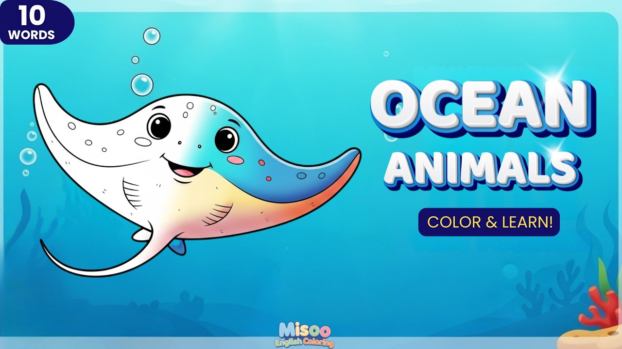 Ocean Animals – Learn 10 English Words | Misoo English Coloring