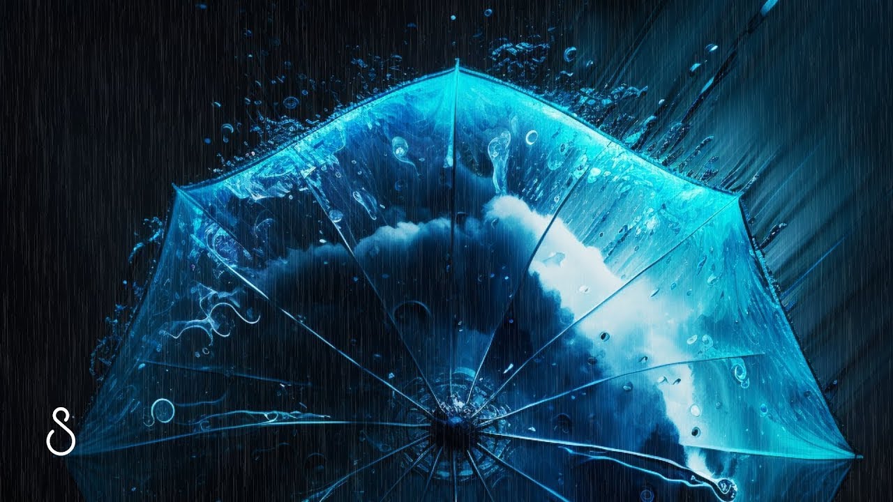 Rain Shower On A Plastic Umbrella ☔ Black Screen | 12 Hours | Sleep In Series