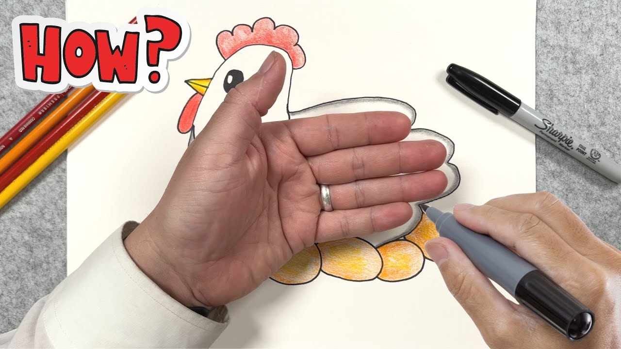 How To Draw A Chicken From A Hand | @craftychristian