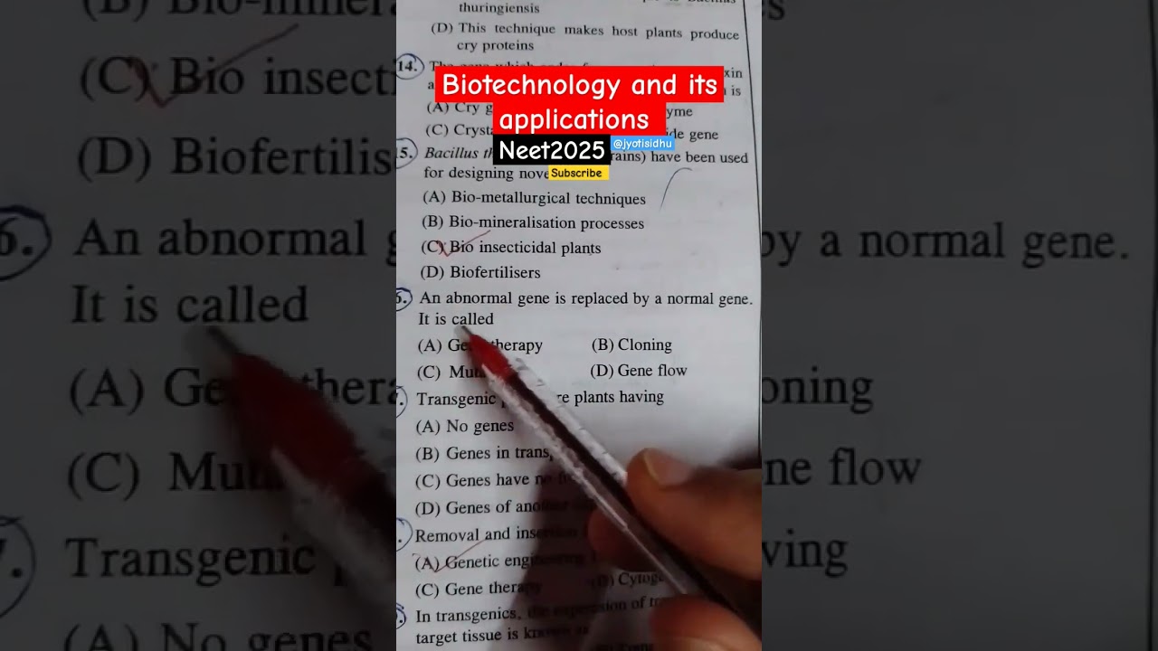 biotechnology and it's applications neet questions #neet2025 #physicswallah #arjunabatchpw #aiims