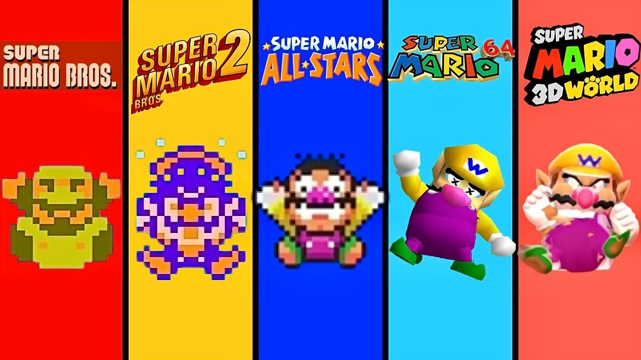 Evolution of Wario Deaths and Game Overs in Mario Games - 4K