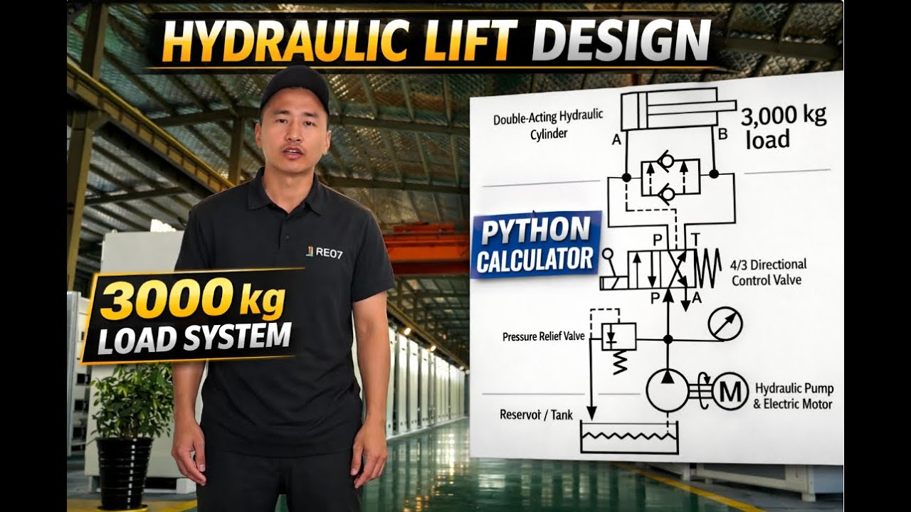 Hydraulic Lift Design with Python  3000 kg Load System  RE07 Engineering