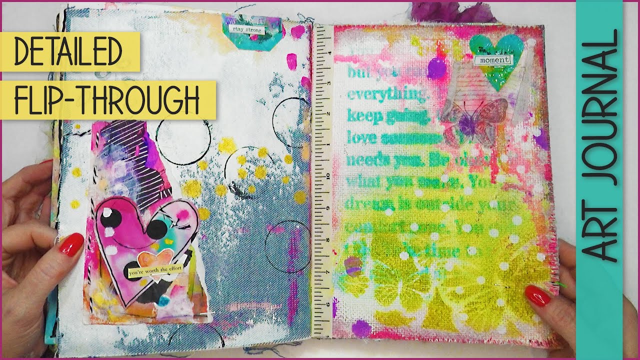 Dina Wakley Media Blue Journal Flip-Through with Close-Ups