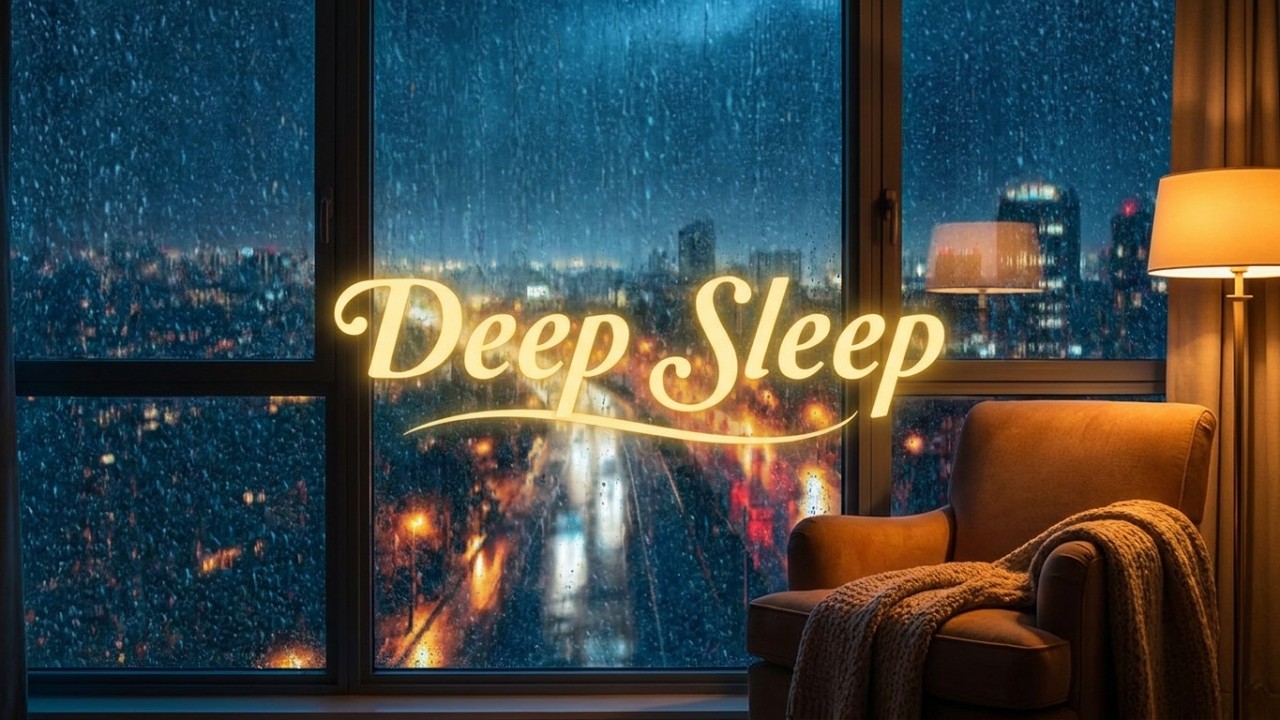 Rainy Night Apartment Ambience | Window Rain Sounds for Deep Sleep (8 Hours)
